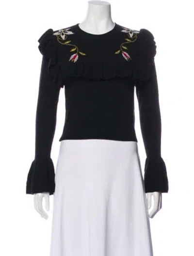 Pre-owned Hayley Menzies Floral Print Crew Neck Top In Gray