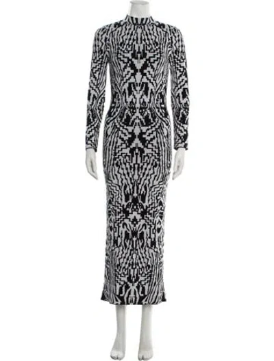 Pre-owned Hayley Menzies Graphic Print Long Dress In White