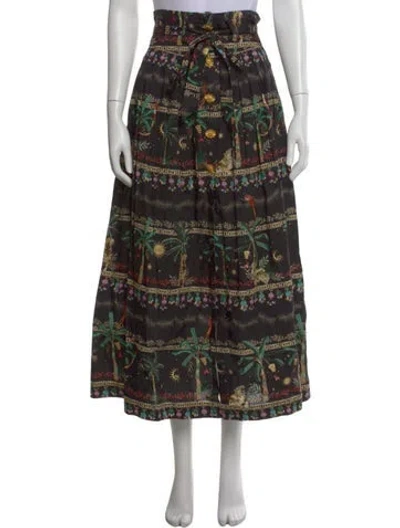 Pre-owned Hayley Menzies Graphic Print Long Skirt In Black
