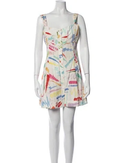 Pre-owned Hayley Menzies Graphic Print Mini Dress In White