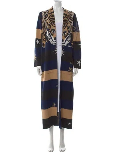 Pre-owned Hayley Menzies Graphic Print Open Front Sweater In Blue