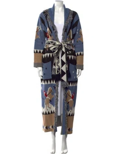 Pre-owned Hayley Menzies Graphic Print Open Front Sweater In Blue