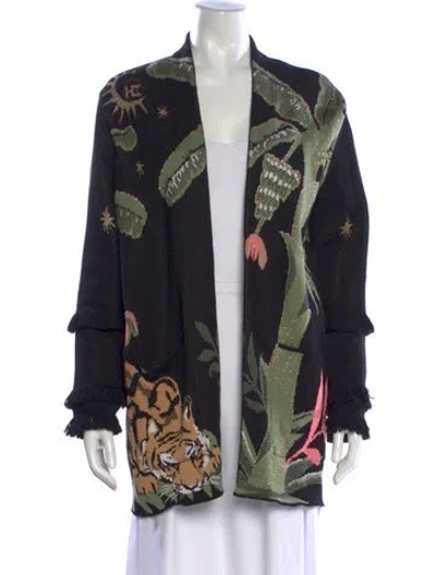 Pre-owned Hayley Menzies Graphic Print Open Front Sweater In Multi