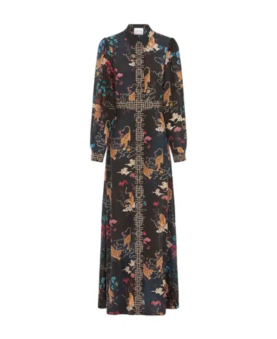Hayley Menzies Graphic-print Silk Dress In Black