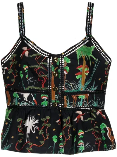 Hayley Menzies Graphic-print Sleeveless Top In 黑色