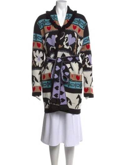Pre-owned Hayley Menzies Merino Wool Graphic Print Sweater In Black