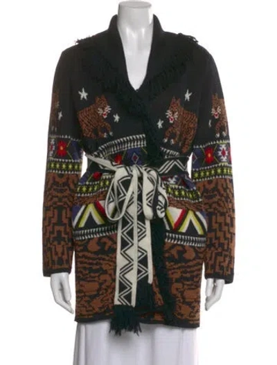 Pre-owned Hayley Menzies Merino Wool Patterned Sweater In Black