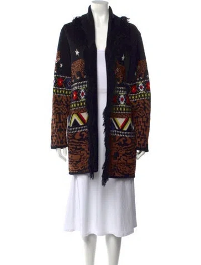 Pre-owned Hayley Menzies Merino Wool Patterned Sweater In Black