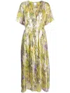 Hayley Menzies Metallic Print Button-down Dress In Green
