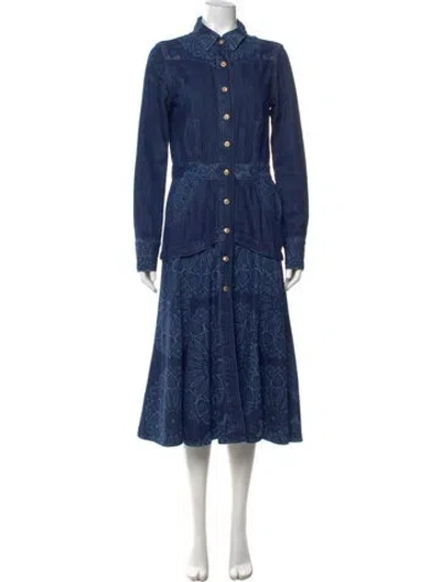Pre-owned Hayley Menzies Midi Length Dress In Blue