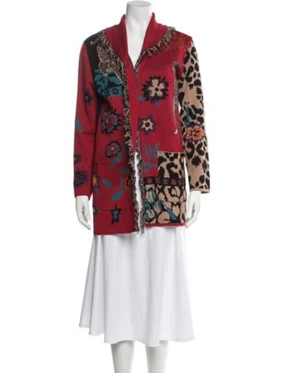 Pre-owned Hayley Menzies Patterned Open Front Sweater In Multi