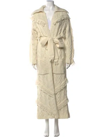Pre-owned Hayley Menzies Patterned Open Front Sweater In Neutral