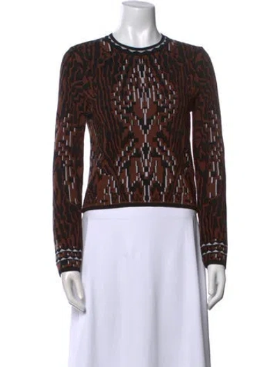 Pre-owned Hayley Menzies Printed Crew Neck Sweater In Brown