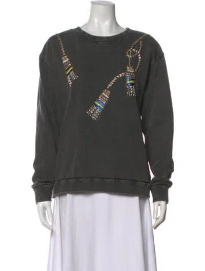 Pre-owned Hayley Menzies Printed Crew Neck Sweatshirt In Gray