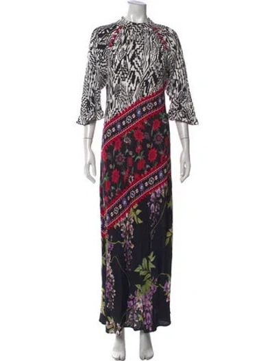 Pre-owned Hayley Menzies Printed Long Dress In Black