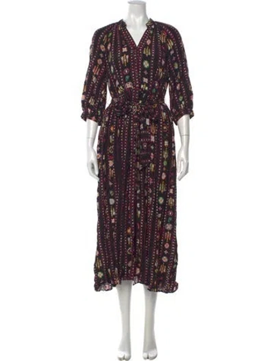 Pre-owned Hayley Menzies Printed Long Dress In Black