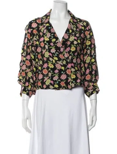 Pre-owned Hayley Menzies Silk Floral Print Blouse In Multi