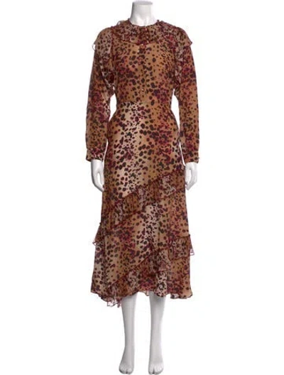Pre-owned Hayley Menzies Silk Long Dress In Neutrals