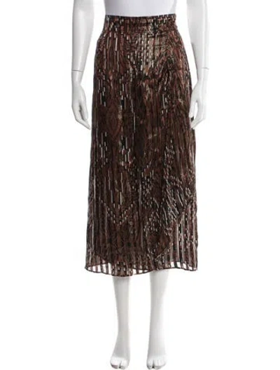 Pre-owned Hayley Menzies Silk Long Skirt In Brown