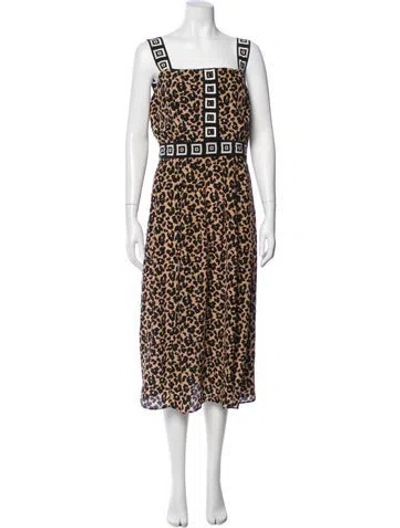 Pre-owned Hayley Menzies Silk Midi Length Dress In Multi