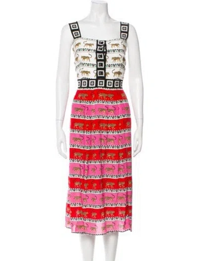 Pre-owned Hayley Menzies Silk Midi Length Dress In Multi