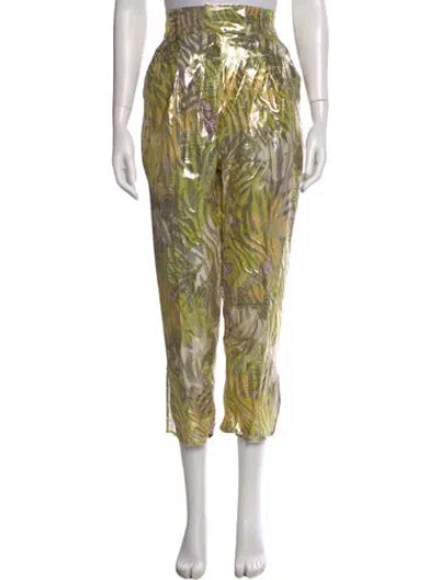 Pre-owned Hayley Menzies Silk Straight Leg Pants In Green