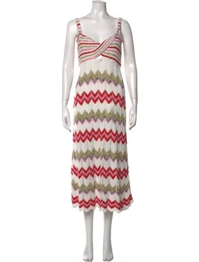 Pre-owned Hayley Menzies Striped Midi Length Dress In Multicolor