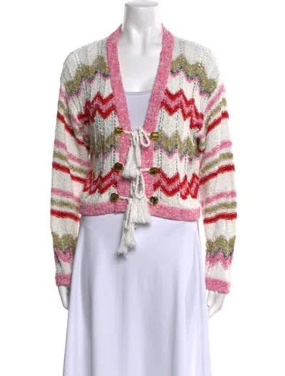Pre-owned Hayley Menzies Striped V-neck Sweater In Pink