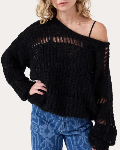 Hayley Menzies Women's Gwen Open-knit Mohair Blend Sweater In Black