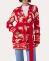 Hayley Menzies Women's Jimi Belted Paisley Cotton-jacquard Cardigan In Red