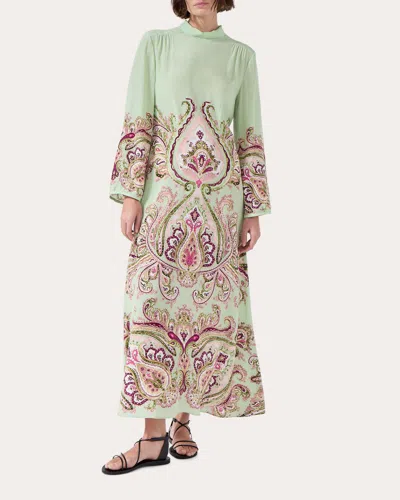 Hayley Menzies Women's Jimi Silk Flared-sleeve Dress In Green