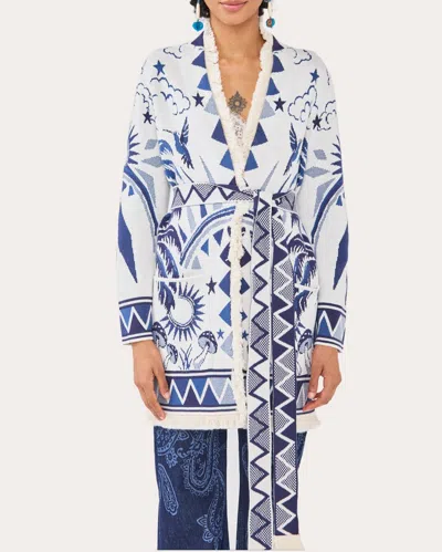 Hayley Menzies Women's Magic Leopard Belted Cotton-jacquard Cardigan In Blue