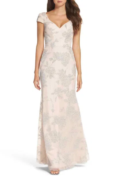Hayley Paige Blush Glitter Tulle Mermaid Dress In Pink