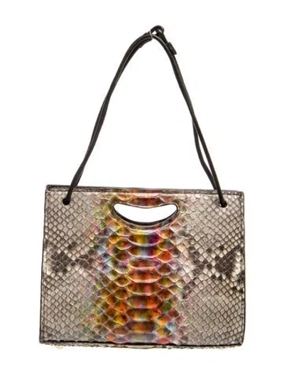 Pre-owned Hayward Snakeskin Top Handle Bag In Neutrals