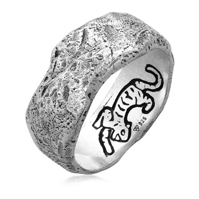Haze & Glory Men's Silver El Tigre Ring - Small In Gray