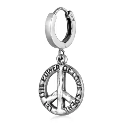 Haze & Glory Men's Silver Hoop Peace Earring