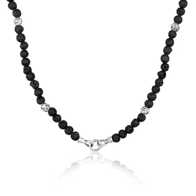Haze & Glory Men's Silver Lava Stone Chain Destroyed Look