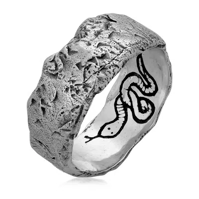 Haze & Glory Men's Silver Serpent Ring - Small