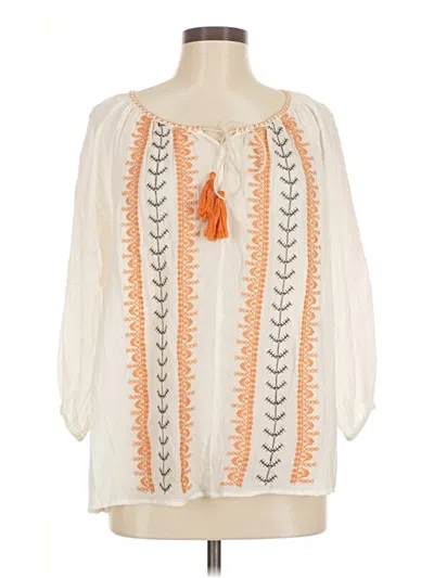 Pre-owned Hazel 3/4 Sleeve Blouse In Orange