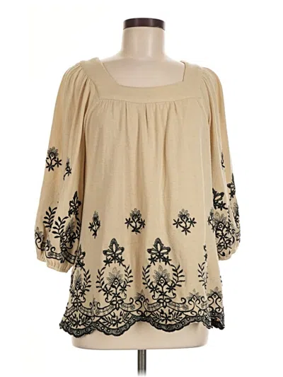 Pre-owned Hazel 3/4 Sleeve Blouse In Tan
