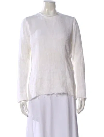 Pre-owned Hazel Brown Crew Neck Long Sleeve Top In White