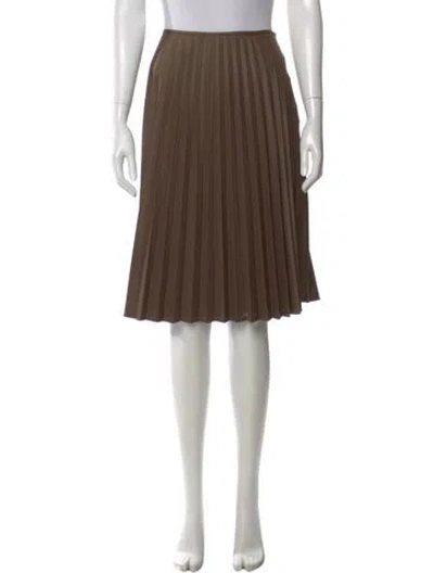 Pre-owned Hazel Brown Pleated Accents Knee-length Skirt In Brown