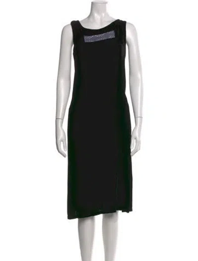 Pre-owned Hazel Brown Scoop Neck Midi Length Dress In Black