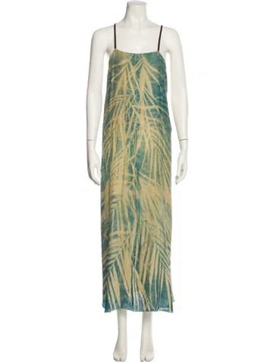 Pre-owned Hazel Brown Silk Long Dress In Green