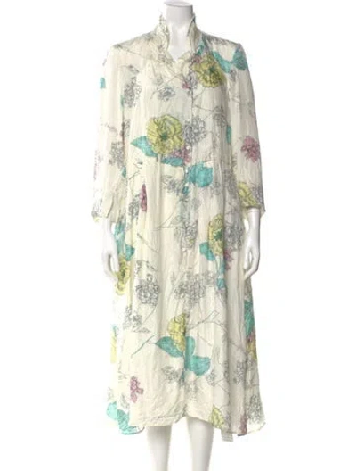 Pre-owned Hazel Brown Silk Long Dress In Neutral