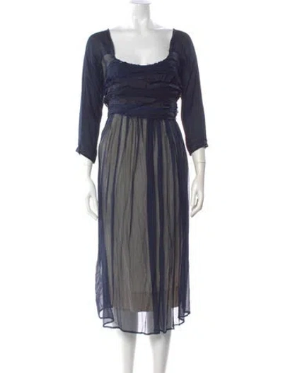 Pre-owned Hazel Brown Silk Midi Length Dress In Blue