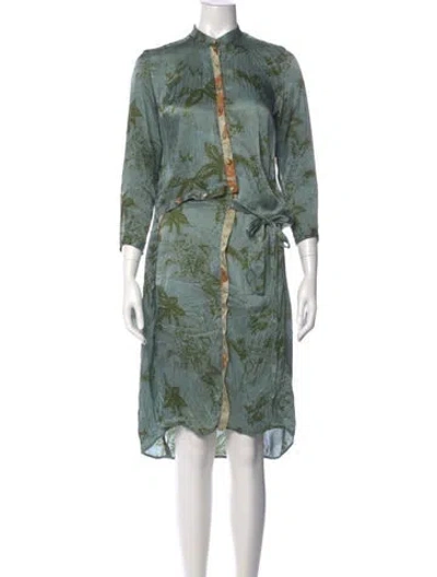 Pre-owned Hazel Brown Silk Midi Length Dress In Multi