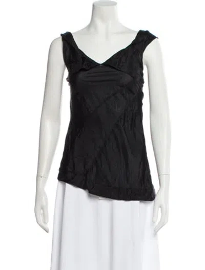 Pre-owned Hazel Brown Silk V-neck Top In Black