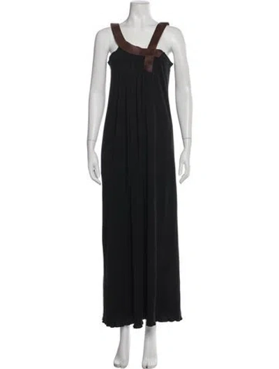 Pre-owned Hazel Brown Square Neckline Long Dress In Gray