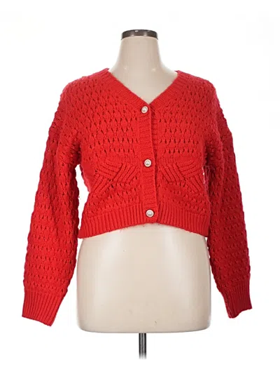 Pre-owned Hazel Cardigan Sweater In Red